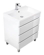 Mobile bagno a terra Via 70 bianco lucido, 3 cassetti senza maniglie