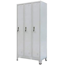 Armadio Armadio Armadio in acciaio con 3 scomparti per spogliatoi, grigio 90 x 45 x 180 cm