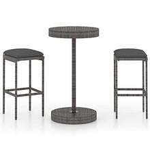 vidaXL Set Bar da Giardino 3 pz con Cuscini in Polyrattan Grigio