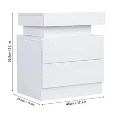 HYM Comodino A LED Coloful LED Bedsideside-Table Grande capacità Armadio con 2 Cassetti per Camera da Letto