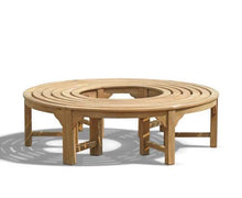 Panca Rotonda a Forma di S Fermo, Resistente alle intemperie, in Teak Massiccio, Diametro Esterno 150 cm, Rotonda o semicircolare 360°