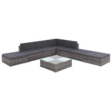 Festnight Set Divani da Giardino con Cuscini, Set Divani da Esterno, Set di Mobili da Giardino in Polyrattan Grigio 8 pz