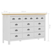 Doneioe Credenza Hill Range Armadio per mobili Cassettiera Armadio Multiuso Mobile Laterale 130x37x80 cm Bianco e Marrone Miele in Legno di Pino massello