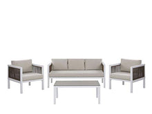 Beliani Set Lounge da Giardino con Divano e 2 Poltrone Bianco e Marrone Borello