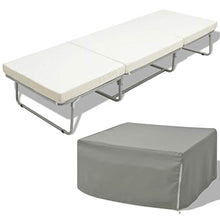SKM Letto Pieghevole con Materasso Bianco in Acciaio 70x200 cm