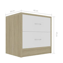 SKM - Tavolini da comodino, 2 pezzi, 40 x 30 x 40 cm, colore: Bianco e quercia Sonoma