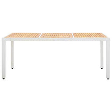 SKM Tavolo da Giardino Bianco 190x90x75 cm in Polyrattan e Acacia