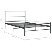 BIGTO - Struttura letto in acciaio per camera da letto, colore: grigio, 90 x 200 cm