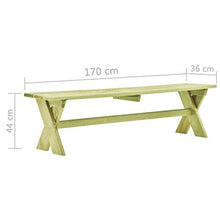 E E-NICES Panchina da Giardino 170 cm in Legno di Pino Impregnato