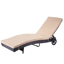 Mendler Lettino Regolabile da Esterno HWC-D80 polyrattan Marrone con Cuscino Beige