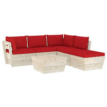 SKM Set Divani da Giardino su Pallet 6 pz con Cuscini Legno Abete (111kg) Rosso-3558