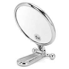 Specchio ingranditore 5X, specchio ingranditore rotondo bifacciale pieghevole, specchio da viaggio pieghevole portatile