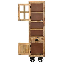 vidaXL Legno Massello di Mango Grezzo Credenza con Ruote Madia Mobile Credenza Semovente Armadio Mobiletto Alto Portaoggetti 38x30x143 cm