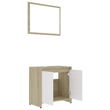 Sonoma Agglomerato - Set di mobili da bagno, colore: Bianco e quercia