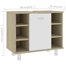 vidaXL Armadio da Bagno Bianco e Rovere Sonoma 60x33x58 cm Truciolato