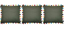 Vineyard Green Cushion Cover with Colorful Tassels (3 PCS 24 x 24ââ¬)