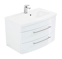 Posseik Luna - Mobile da bagno in MDF, 16 mm, colore: Bianco lucido