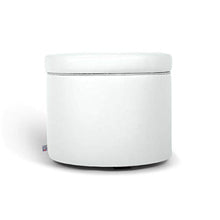 Arketicom Pandora Pouf Contenitore Rotondo Ecopelle Puff poggiapiedi SFODERABILE (42 D x 42 H, Bianco)