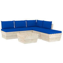 FAMIROSA Set Divani da Giardino su Pallet 6 pz con Cuscini Legno Abete-3550