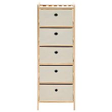 vidaXL Legno di Cedro Armadietto con 5 Cesti in Tessuto Beige Mobile Cassetti