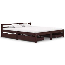 FAMIROSA Giroletto con 4 Cassetti Marrone Scuro Legno di Pino 180x200 cm-0614
