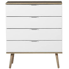 Beliani Cassettiera Bianca e MDF Colore Legno Chiaro con 4 Cassetti 93 x 79 cm Walpi
