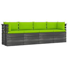 vidaXL Divano da Giardino 4 Posti su Pallet con Cuscini Massello Pino