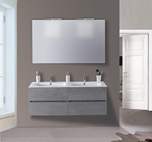 mazzoni Mobile da Bagno Sospeso 120cm Maiorca Light Doppia Vasca Grigio Cemento