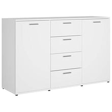 Credenza moderna con cassetti e ripiani 120 x 35,5 x 75 cm, mobile ausiliare con cassetti comò, bianco