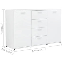 vidaXL Credenza Bianco Lucido 120x35,5x75 cm in Truciolato