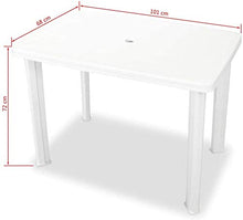Tomaino Tavolo da Giardino in plastica Rettangolare 101 x 68 x 72 cm (Bianco)