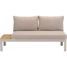 Meubletmoi 4676 - Divano da giardino modulabile in alluminio e teak, con cuscini beige, stile lounge