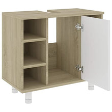 vidaXL Armadio da Bagno Bianco e Rovere Sonoma 60x33x58 cm Truciolato