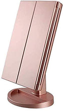 YYHAD - Specchio cosmetico per trucco, con 21 luci a LED, 2 x 3 x ingrandimento, a tre pieghe, illuminato, dimmerabile, specchio cosmetico