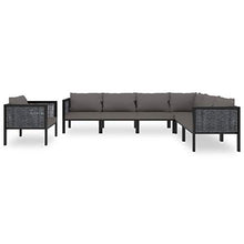 SKM Set Divani da Giardino 7 pz con Cuscini in Polyrattan Antracite (49.66kg)