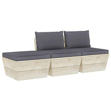 SKM Set Divani da Giardino su Pallet 3 pz con Cuscini Legno Abete (52.3kg) Antracite