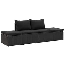 Festnight- Lettino da Esterno in Polyrattan, Lettini da Giardino, 195x60x60 cm Nero
