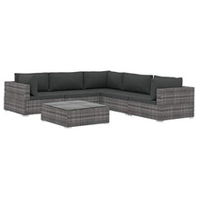 vidaXL Set Divani da Giardino 6 pz con Cuscini Foderati Lavabili Modulare Leggero Elegante Arredi da Esterno in Polyrattan Grigio Telaio in Acciaio