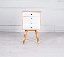 Design Twist Comodino Cassettiera 4 Cassetti, Mobiletto Legno Bianco Marrone Chiaro, 40 x 33,5 x 78 cm