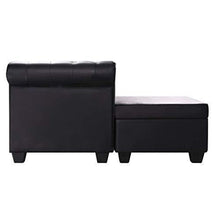 Vislone Divano Angolare 3 Posti, Divano Angolare Pelle con Penisola, 200x140x73 cm Nero - Arredi Casa