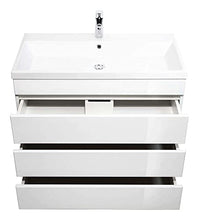 Mobile bagno a terra Via 90 bianco lucido , 3 cassetti senza maniglie