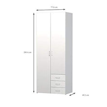 Esidra, Armadio Bianco con 3 cassetti, 78x50x200cm