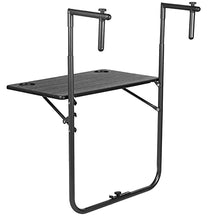 PrimeMatik - Tavolo Rettangolare Regolabile per Balcone 60x36cm Nero
