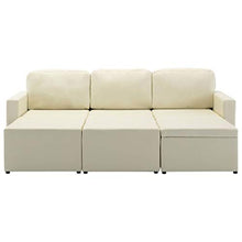 vidaXL Divano Letto Modulare a 3 Posti Divano Componibile per Tre Persone Divanetto Poltrone Arredo per Salotto Arredamento Crema in Similpelle