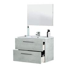 MarinelliGroup Mobile Bagno 80 cm sospeso con lavabo in Ceramica e Specchio con cassetti Cemento Dafne