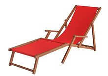 Erst-Holz 5 Varianti/Colori di Tessuti per Robusta Sedia a Sdraio particolarmente Larga V-10-500, Colore di Stoffa:Rosso