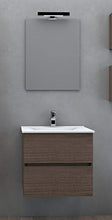 COMPOSIZIONE BAGNO Linea Elegance da 60CM Mobile Sospeso + Lavabo + Specchio + Lampada Led (Noce)