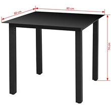 OUSEE Tavolo da Giardino Nero 80x80x74 cm in Alluminio e Vetro