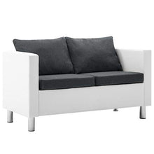 vidaXL Divano a 2 Posti in Similpelle Bianco e Grigio Scuro Arreddo Casa Sofa