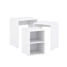 Set di 3 comodini da salotto, sobrio e moderno, per soggiorno, camera da letto (bianco)